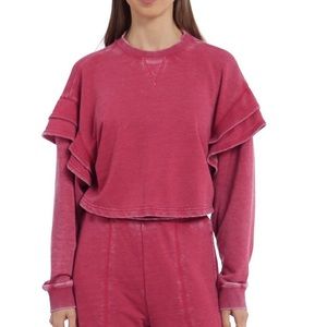 NWT 7 For All Mankind | Crop Ruffle Crewneck | Med